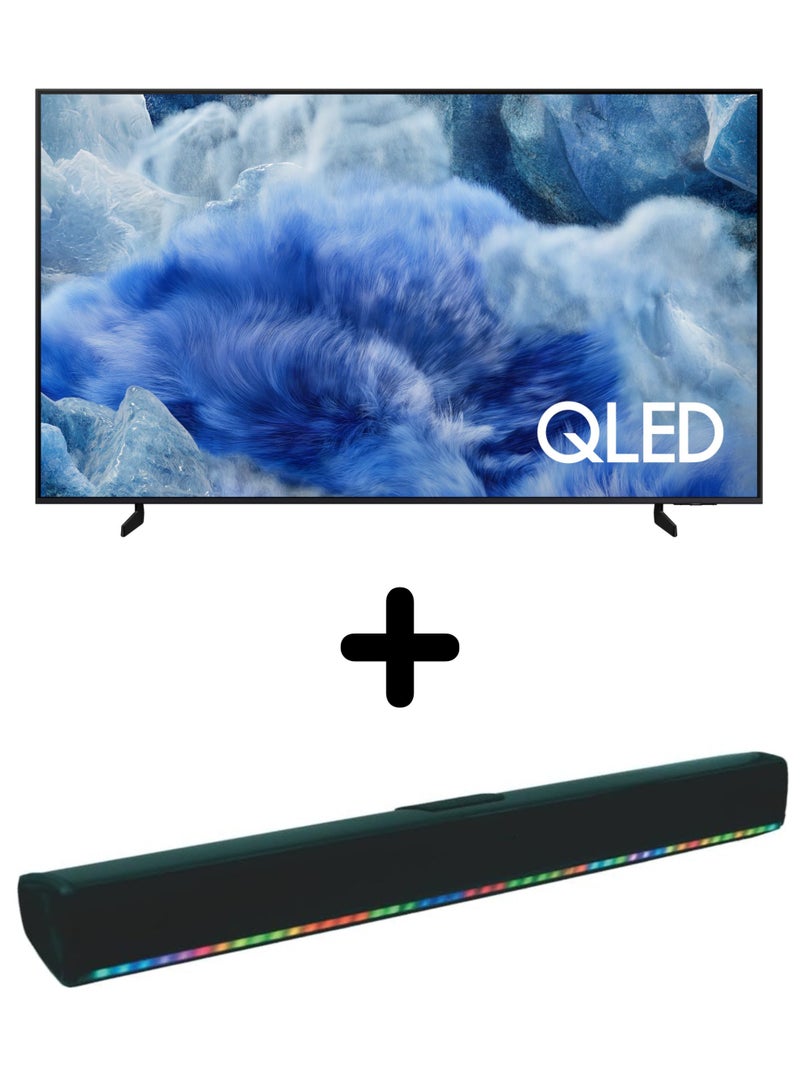سامسونج 55 Inch QLED Q8F 4K Samsung Vision AI Smart TV (2025) +  2.0 Channel Portable Soundbar With Built In Battery & LED Lights | Tizen OS QLED Smart TV (International Model) Q4 AI Processor, HDR10+, Color Booster Pro, YouTube, Netflix, Prime Video, HDMI x3, USB x2 55Q8F+SOUNDBAR Black - Image 1