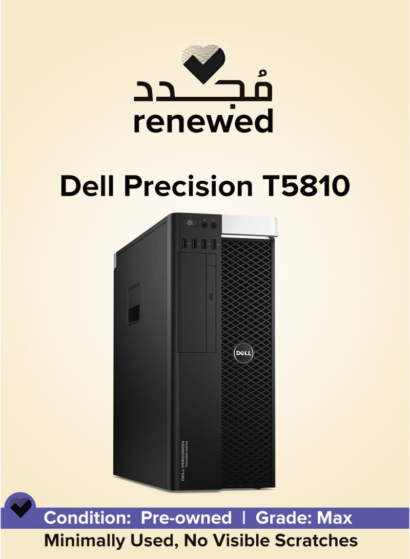 ديل Renewed - Dell Precision T5810 Tower , Intel Xeon E5-1660 v4 , Ram 16GB DDR4 , 128GB SSD + 400GB HDD , Nvidia Quadro P620 2GB , P.S 825W Black - Image 1