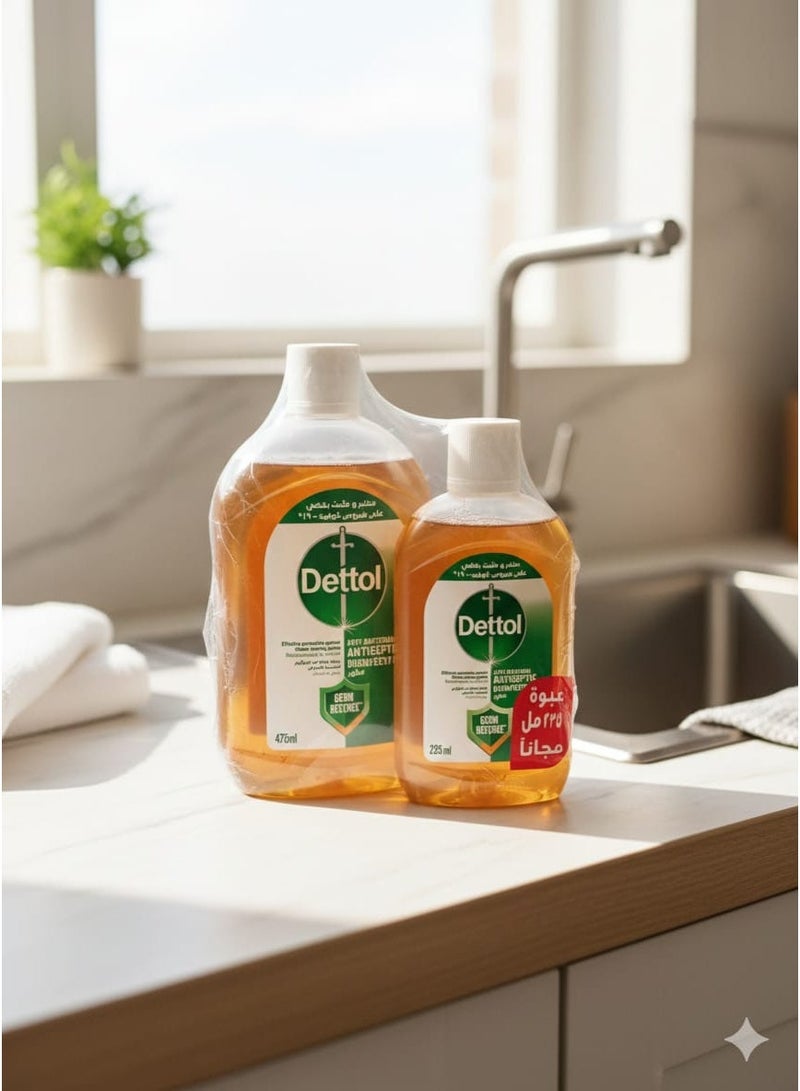 Dettol 2-Pack Antibacterial Disinfectant Liquid (Transparent) – 475 ml + 235 ml 475+235ml - Image 2