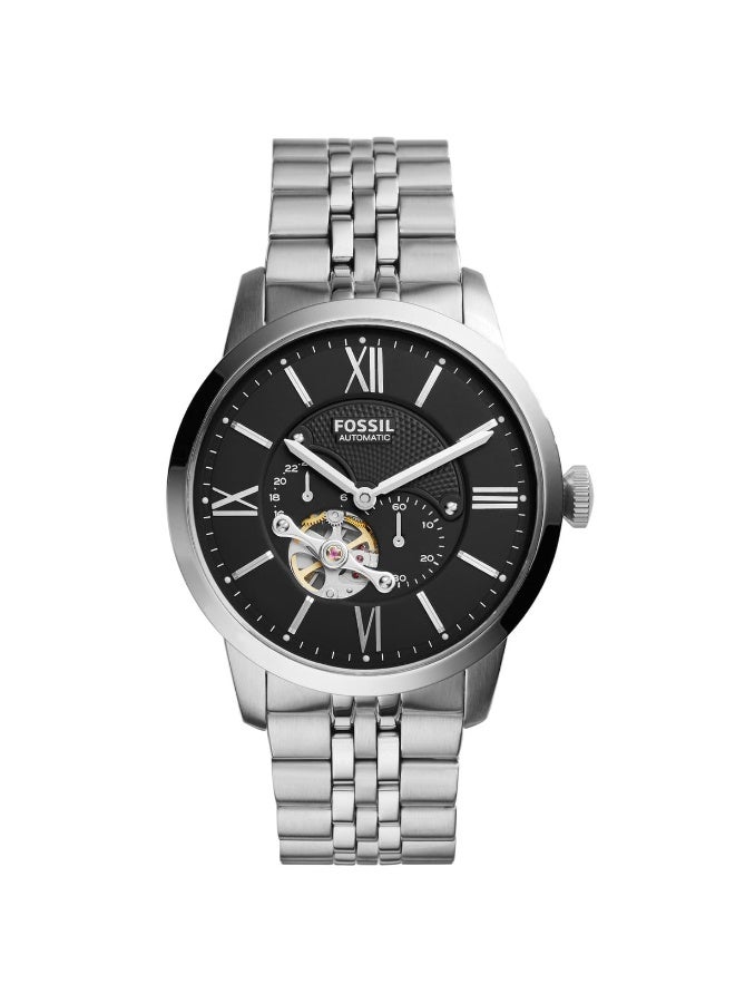 FOSSIL Men's Fossil Men's ME3107 Silver Stainless Steel Automatic Watch – Black Dial, 50m Water Resistant - Image 1