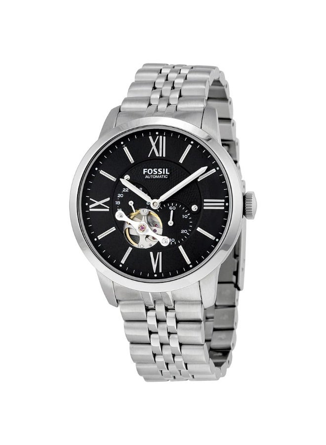 FOSSIL Men's Fossil Men's ME3107 Silver Stainless Steel Automatic Watch – Black Dial, 50m Water Resistant - Image 2