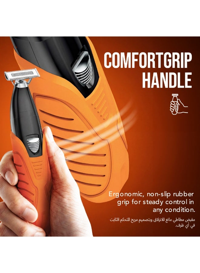 WAHL Trim Ninja Everlast Cordless Trimmer – Face Safe Wet & Dry Beard Trimmer for Men,Stainless Steel Everlast Blades,60-Min Cordless Runtime,Precision Double-Side Head, 4 Length Guide Combs - 3031009 Bright Orange with Black - Image 5