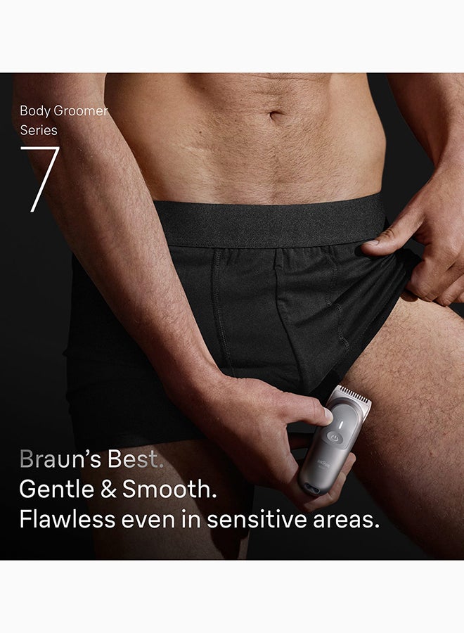 براون Series 7 Body Groomer, 2 in 1 Ultimate Gentle & Precise Full-Body Grooming For Men, +6 Grooming Tools & Accessories - BG 7550 Grey 10.5 x 6 x 25.2cm - Image 2