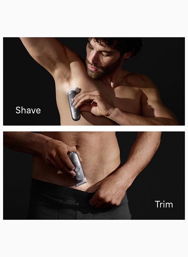 براون Series 7 Body Groomer, 2 in 1 Ultimate Gentle & Precise Full-Body Grooming For Men, +6 Grooming Tools & Accessories - BG 7550 Grey 10.5 x 6 x 25.2cm - Image 3