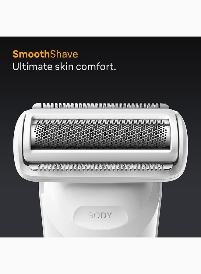 براون Series 5 Body Groomer for Men, 2 in 1 Gentle Trim & Smooth Shave, SkinGuard Technology, 100% Waterproof, +6 Grooming Tools & Accessories - BG 5550 Light Grey 10.5 x 6 x 25.2cm - Image 4