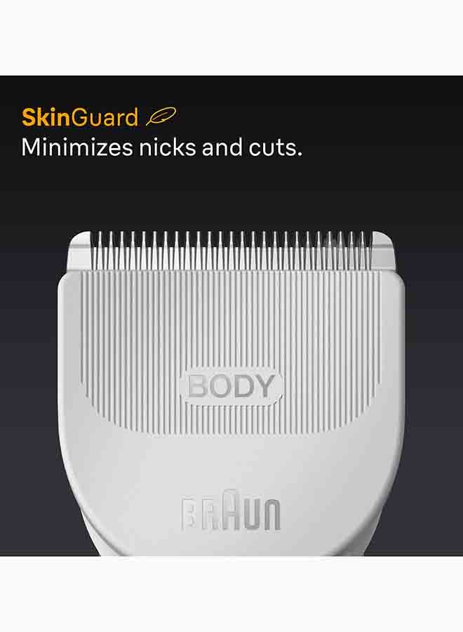 براون Series 5 Body Groomer for Men, 2 in 1 Gentle Trim & Smooth Shave, SkinGuard Technology, 100% Waterproof, +6 Grooming Tools & Accessories - BG 5550 Light Grey 10.5 x 6 x 25.2cm - Image 3