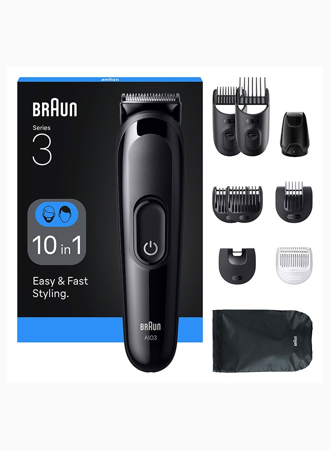 براون Series 3 All-in-One Grooming Kit, 10-in-1 Beard, Body & Hair Trimmer with 14 Length Settings, Easy & Fast Styling - AIO 3560 Black 13 x 6.1 x 25.2cm - Image 1