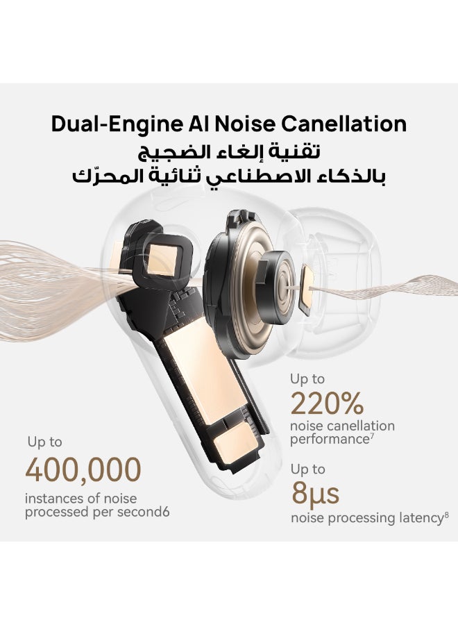 هواوي سماعات FreeBuds Pro 5 اللاسلكية، سماعات أذن بلوتوث، إلغاء الضوضاء بالذكاء الاصطناعي، ملائمة آمنة مع صوت غامر، مكالمات مستقرة، مقاومة للماء IP57 للرياضة، عمر بطارية 38 ساعة، بيضاء مع علبة مجانية - Image 2