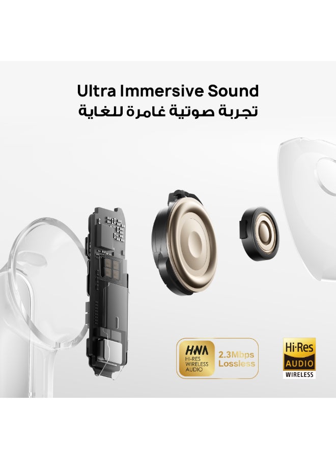 هواوي سماعات FreeBuds Pro 5 اللاسلكية، سماعات أذن بلوتوث، إلغاء الضوضاء بالذكاء الاصطناعي، ملائمة آمنة مع صوت غامر، مكالمات مستقرة، مقاومة للماء IP57 للرياضة، عمر بطارية 38 ساعة، بيضاء مع علبة مجانية - Image 3