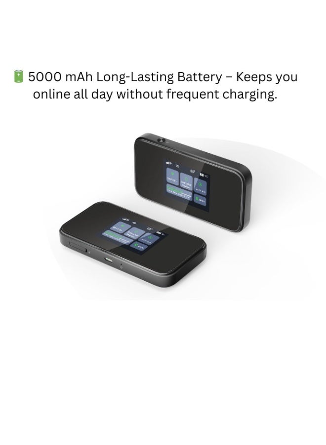 موبايلي سويالينك - واي فاي موبايل 5G 6 | سرعة 5G فائقة - 2.4 جيجاهرتز و 5 جيجاهرتز | مع شاشة تعمل باللمس | بطارية قابلة للشحن 5000 مللي أمبير - تدوم طويلاً | سرعة التنزيل: تصل إلى 3.0–3.4 جيجابت في الثانية | دعم جميع الشبكات (STC, موبايلي, زين) | SRT873 - - Image 3