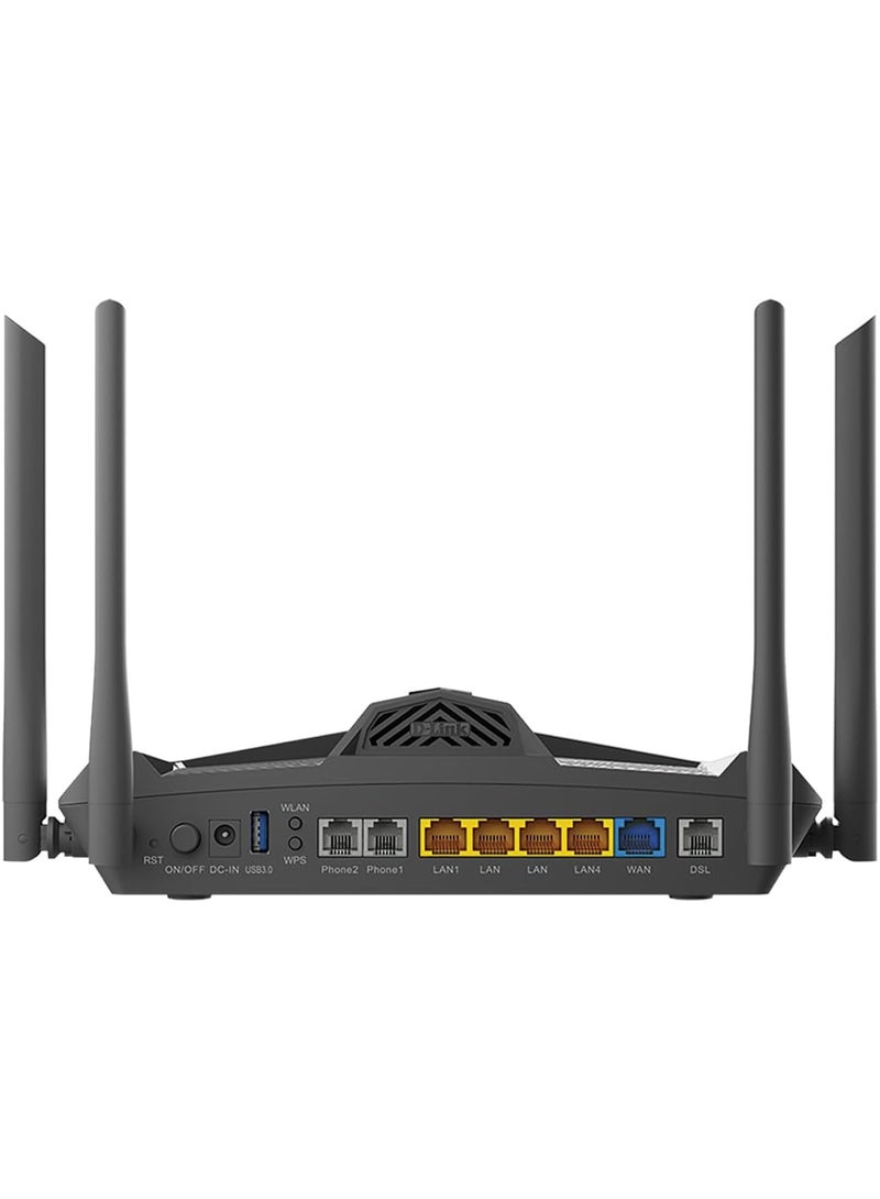 Mobily D-Link - Superfast Fiber Optic Internet | AX1800 Wi-Fi 6 up to ~574 Mbps on 2.4 GHz + ~1200 Mbps on 5 GHz | VDSL2, Gaming, DSL, NBN Compatible modems and Networking Devices, NBN routers for Home & Office | DSL-X1852E - Black - Image 2