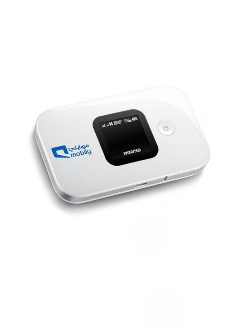 Mobily 4G Mini Wifi Router With 3000 mAh battery and long battery life | With LCD screen |  2.4GHz Wi-Fi , Up to 150Mbps - Micro USB | Supports All Networks (STC, Mobily, Zain) | E5577s‑932 | White - Image 1