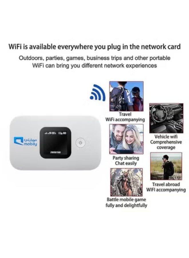 Mobily 4G Mini Wifi Router With 3000 mAh battery and long battery life | With LCD screen |  2.4GHz Wi-Fi , Up to 150Mbps - Micro USB | Supports All Networks (STC, Mobily, Zain) | E5577s‑932 | White - Image 4
