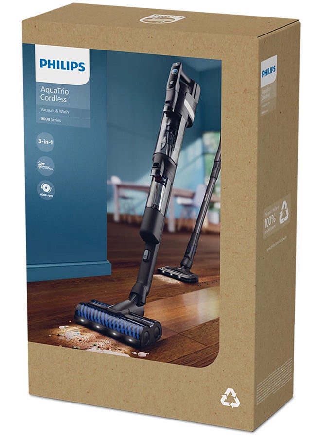 فيليبس مكنسة فيليبس أكواتريو اللاسلكية الرطبة والجافة 9000 سلسلة - مكنسة وغسل، باور سايكلون أكوا، أكوا سبين 4000 دورة في الدقيقة، نظام التنظيف التلقائي، حتى 285م² لكل شحنة، أسود عميق - XW9463/10 - Image 3