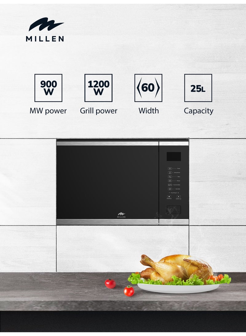 MILLEN Microwave Oven, 3Y Warranty, Touch Control, 900W Microwave Power, 8 Automatic Programs, 25 L 1200 W MBW 255 IX Black with Stainless Steel - Image 2