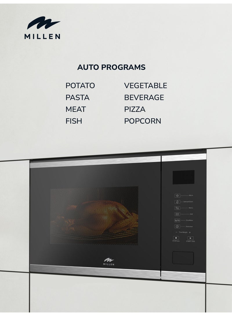 MILLEN Microwave Oven, 3Y Warranty, Touch Control, 900W Microwave Power, 8 Automatic Programs, 25 L 1200 W MBW 255 IX Black with Stainless Steel - Image 4