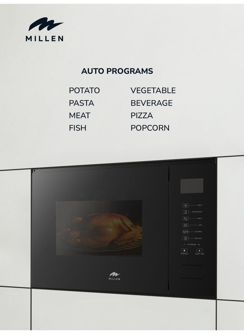 MILLEN Microwave Oven, 3Y Warranty, Touch Control, 900W Microwave Power, 8 Automatic Programs, 25 L 1200 W MBW 255 BL Black - Image 4