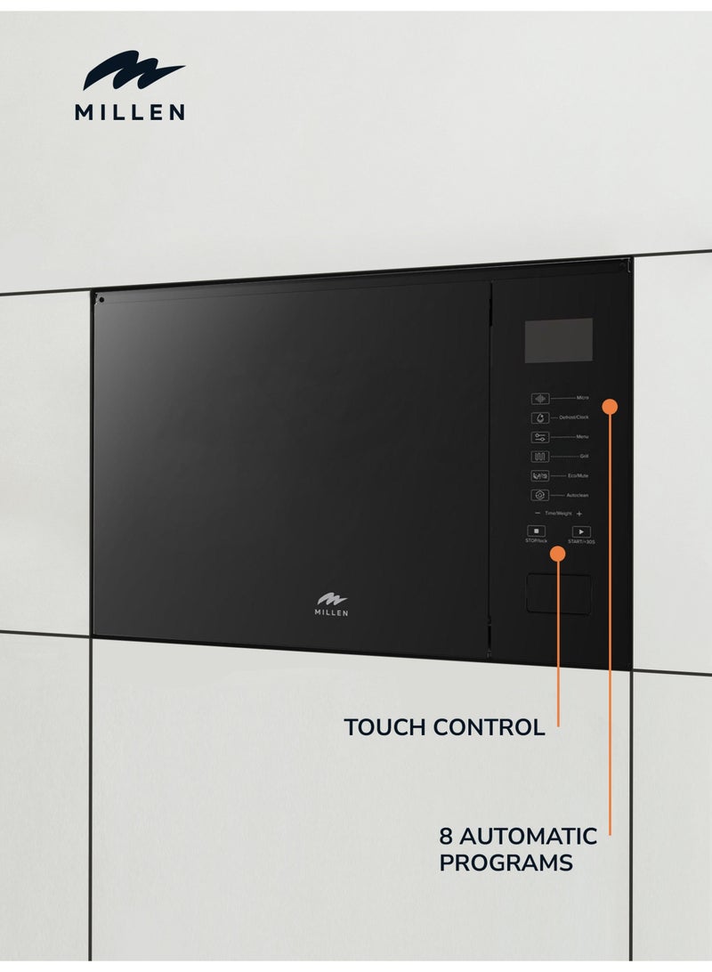 MILLEN Microwave Oven, 3Y Warranty, Touch Control, 900W Microwave Power, 8 Automatic Programs, 25 L 1200 W MBW 255 BL Black - Image 3