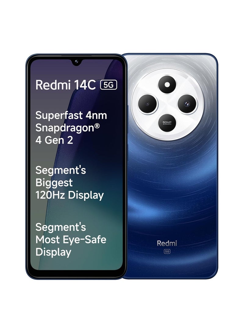Xiaomi Redmi 14C 5G (Starlight Blue  6GB RAM, 128GB Storage) | Superfast 4nm Snapdragon 4 Gen 2 | 120Hz 17.47cm (6.88”) Display | 5160mAh Battery | 50MP Dual Camera | Premium Starlight Design - Image 1