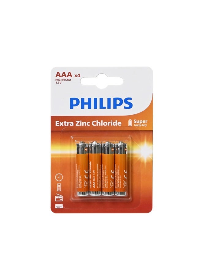 Philips Extra Zinc Chloride AAA Batteries (48-Pcs)  - 1.5V R03 Micro Batteries, 870mAh Super Heavy Duty for Remotes, Clocks, and Low-Power Devices orange - Image 2