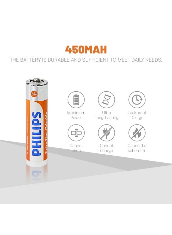 Philips Extra Zinc Chloride AAA Batteries (48-Pcs)  - 1.5V R03 Micro Batteries, 870mAh Super Heavy Duty for Remotes, Clocks, and Low-Power Devices orange - Image 3