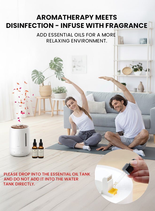 ديرما 5L Humidifier and Diffusers with Aroma Therapy, Cool Mist Air Humidifier for Baby Home, Baby Room, Office & Plant, Auto-Off, Quiet Operation, Touch Display and with 360° Rotation Nozzle F600 white - Image 5