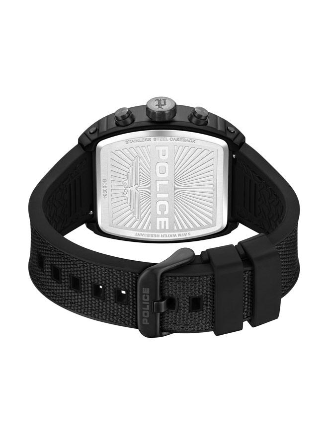 POLICE Men's Coswig Black Dial Silicone-Nylon Bracelet Chronograph Watch , 45mm - Image 3