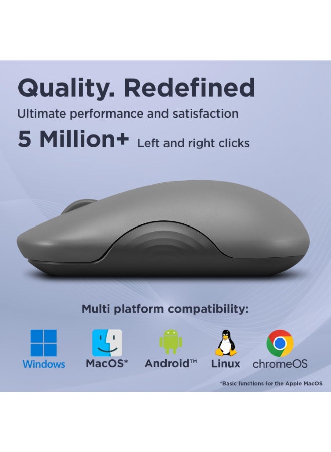 350 – فأرة بلوتوث صامتة (بصرية بالأشعة تحت الحمراء، مريحة، مناسبة لليد اليمنى واليسرى، أزرار قابلة للبرمجة، عجلة ديناميكية، 3 مستويات DPI، بطارية AA واحدة، تبديل سهل بين جهازين) رمادي قمري - view 4