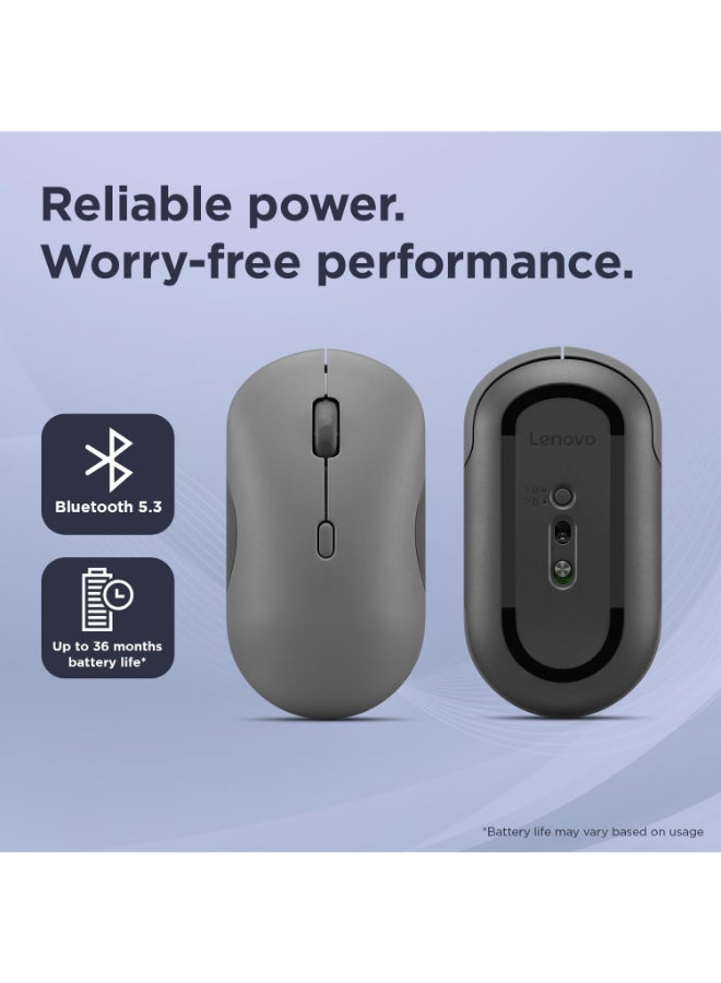 350 – فأرة بلوتوث صامتة (بصرية بالأشعة تحت الحمراء، مريحة، مناسبة لليد اليمنى واليسرى، أزرار قابلة للبرمجة، عجلة ديناميكية، 3 مستويات DPI، بطارية AA واحدة، تبديل سهل بين جهازين) رمادي قمري - view 5