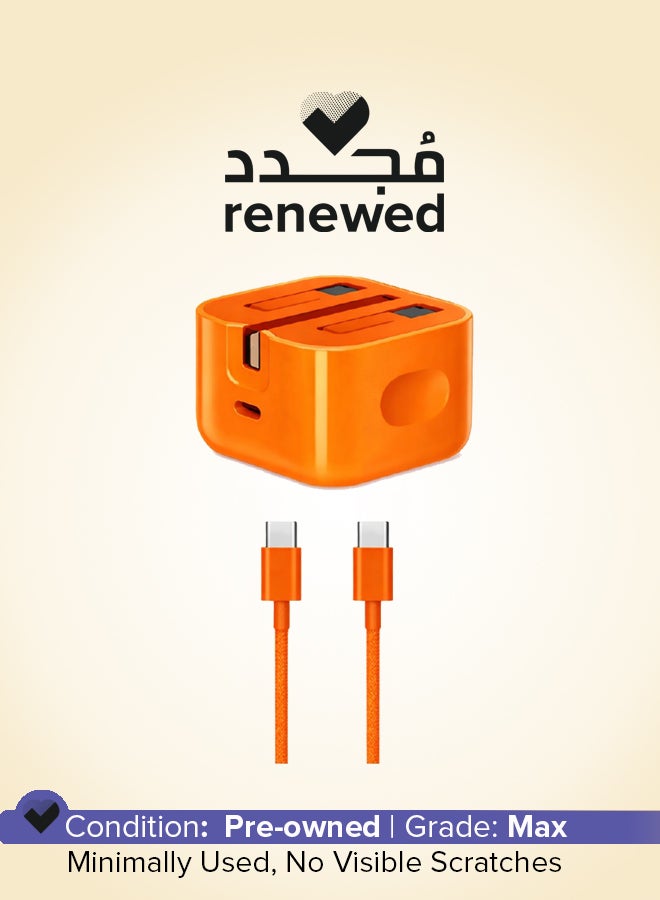 ابل  Renewed – 2 in 1 Pack of 20W USB-C Power Adapter and USB-C 20W Charge Cable (1 m) orange - Image 1