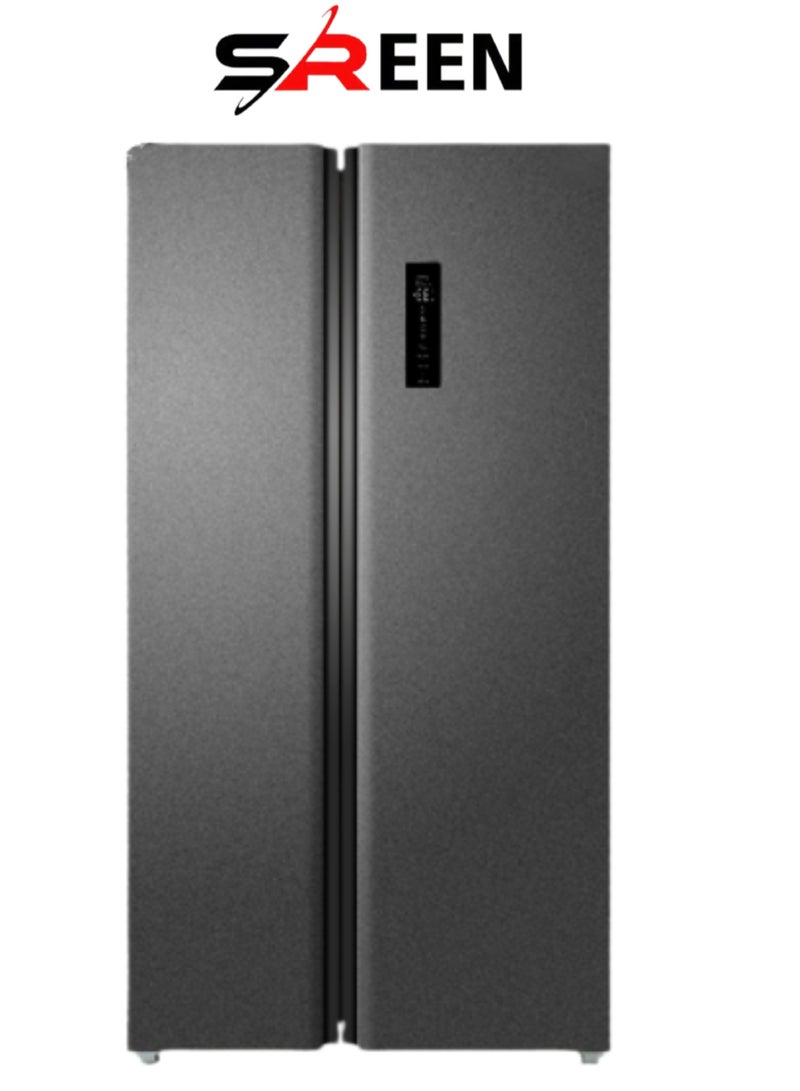 SREEN 612L Side By Side Inverter Refrigerator No Frost Energy Efficient 133 W SRRF-612NFS Dark Silver - Image 1