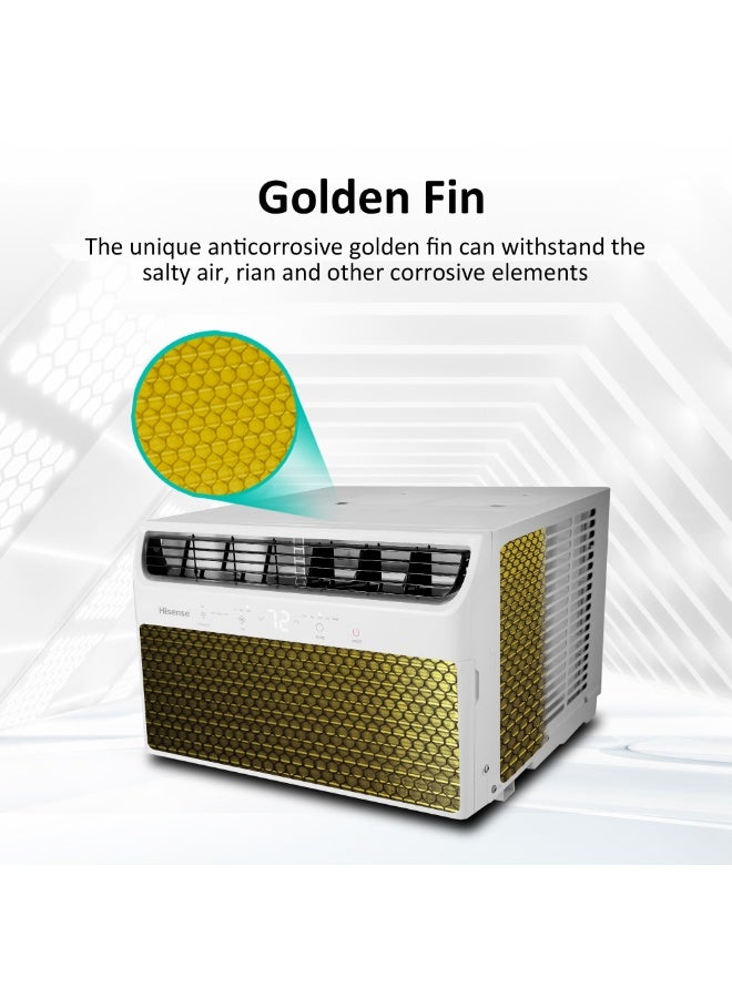 هايسنس مكيف هواء نافذة 1 طن، 12000 وحدة حرارية بريطانية ضاغط دوار مع غاز التبريد R32، اتجاه الهواء 4 اتجاهات سرعات المروحة، زعانف ذهبية، وضع النوم، تبريد سريع، حماية الضاغط 3 دقائق، متعدد الاستخدامات - Image 4