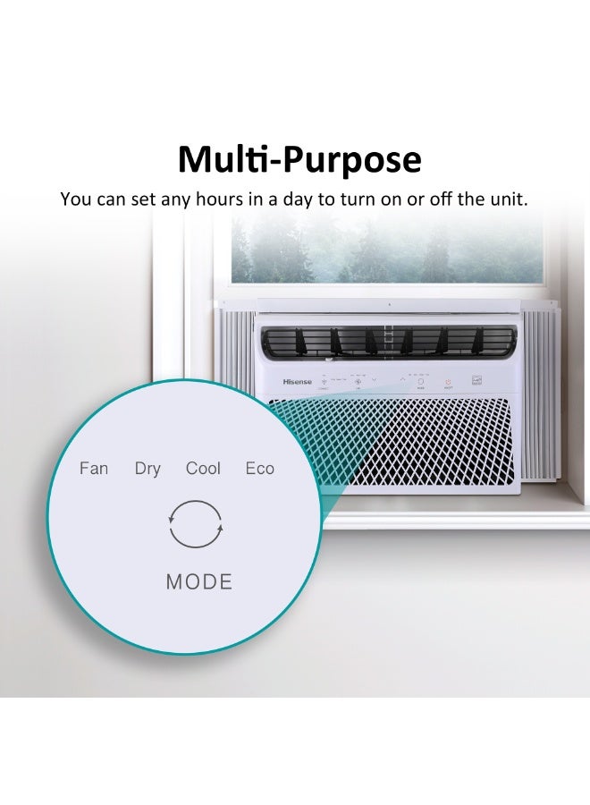 هايسنس مكيف هواء نافذة 1 طن، 12000 وحدة حرارية بريطانية ضاغط دوار مع غاز التبريد R32، اتجاه الهواء 4 اتجاهات سرعات المروحة، زعانف ذهبية، وضع النوم، تبريد سريع، حماية الضاغط 3 دقائق، متعدد الاستخدامات - Image 5
