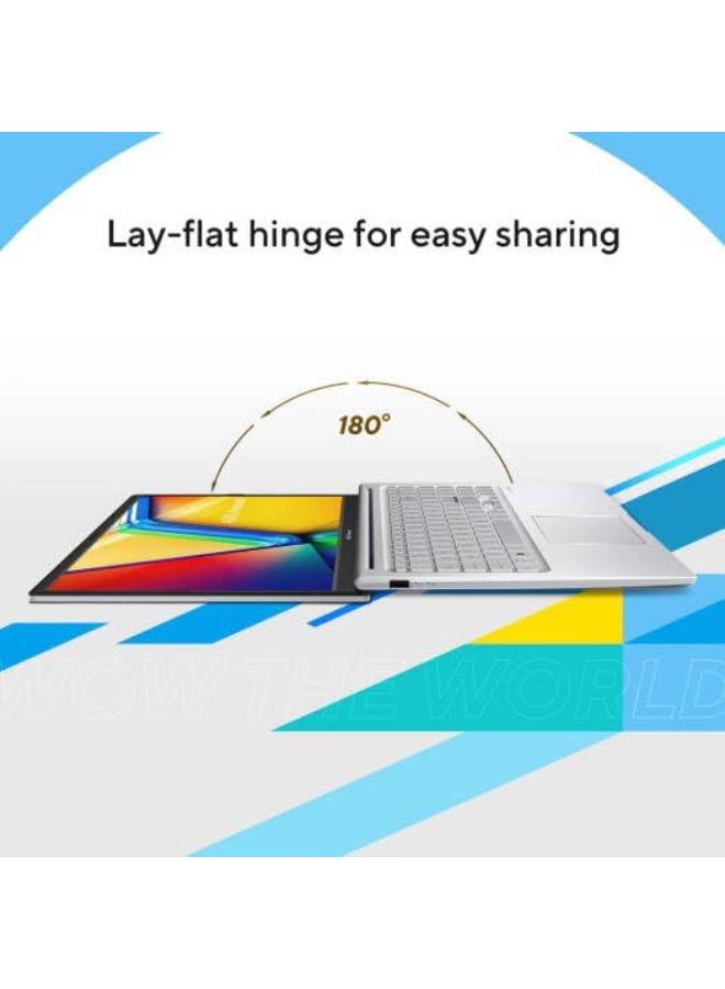 أسوس لابتوب Vivobook 15 X1504VA -BQ3093 بشاشة 15.6 بوصة عالية الدقة بالكامل (1920×1080)، معالج Intel Core 5 120U، ذاكرة وصول عشوائي 16 جيجابايت DDR5، قرص صلب SSD سعة 512 جيجابايت، معالج رسومات Intel، نظام التشغيل Windows 11 Home، يدعم اللغتين الإنجليزية والعربية، لون فضي الإنجليزية/العربية - Image 5