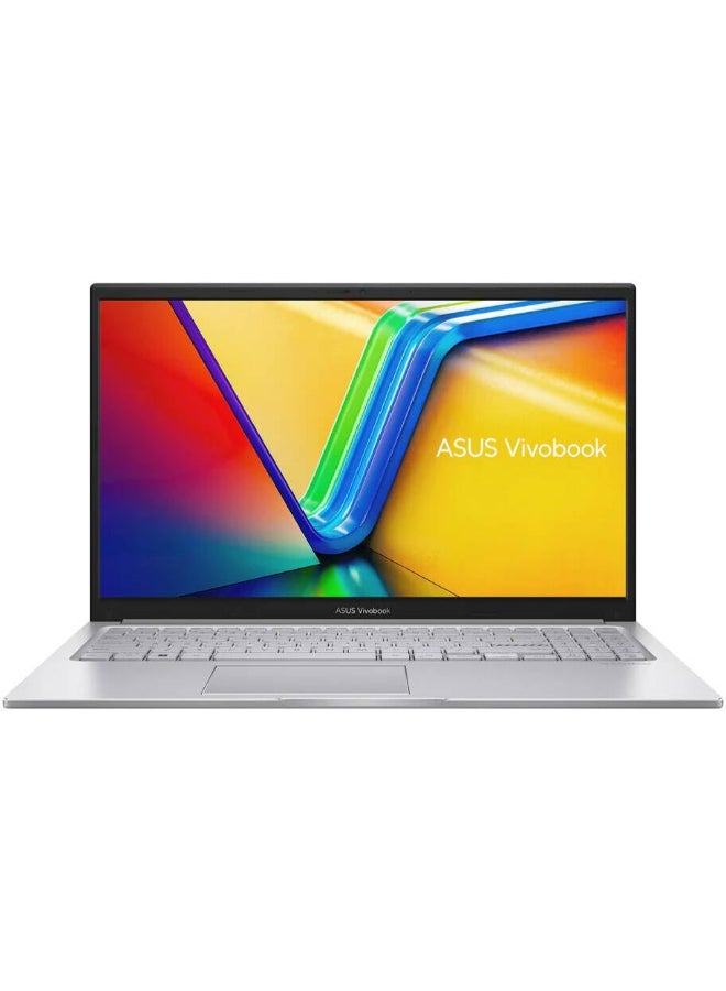 أسوس لابتوب Vivobook 15 X1504VA -BQ3093 بشاشة 15.6 بوصة عالية الدقة بالكامل (1920×1080)، معالج Intel Core 5 120U، ذاكرة وصول عشوائي 16 جيجابايت DDR5، قرص صلب SSD سعة 512 جيجابايت، معالج رسومات Intel، نظام التشغيل Windows 11 Home، يدعم اللغتين الإنجليزية والعربية، لون فضي الإنجليزية/العربية - Image 1