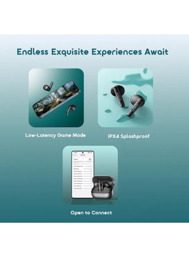 أورايمو SpaceBuds Air+ OTW-323SP True Wireless Bluetooth Earbuds – 30-Hour Playtime, Sound360 Spatial Audio, 4-Mic ENC, IPX4 Water Resistance Black - Image 2