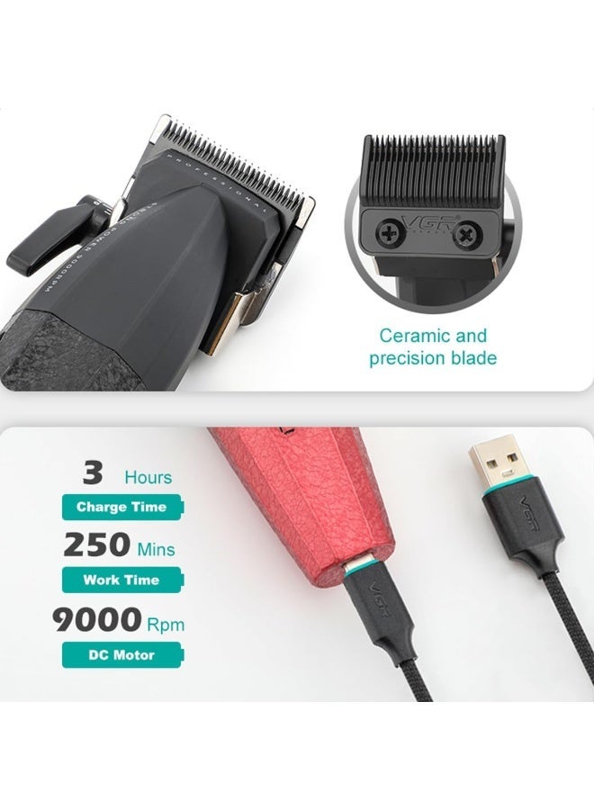 في جي آر VGR 640 Professional Men's Hair Clipper, Cordless Hair Clipper and Trimmer Set (Red) - Image 4