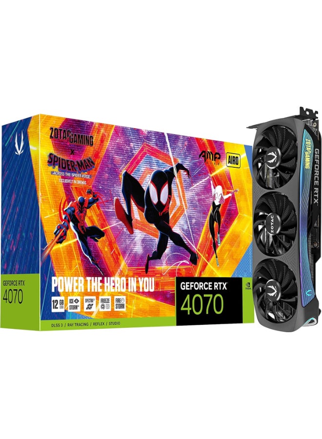 ZOTAC Gaming GeForce RTX 4070 AMP AIRO Spider-Man: Across The Spider-Verse Inspired Graphics Card Bundle, ZT-D40700F-10SMP - Image 1