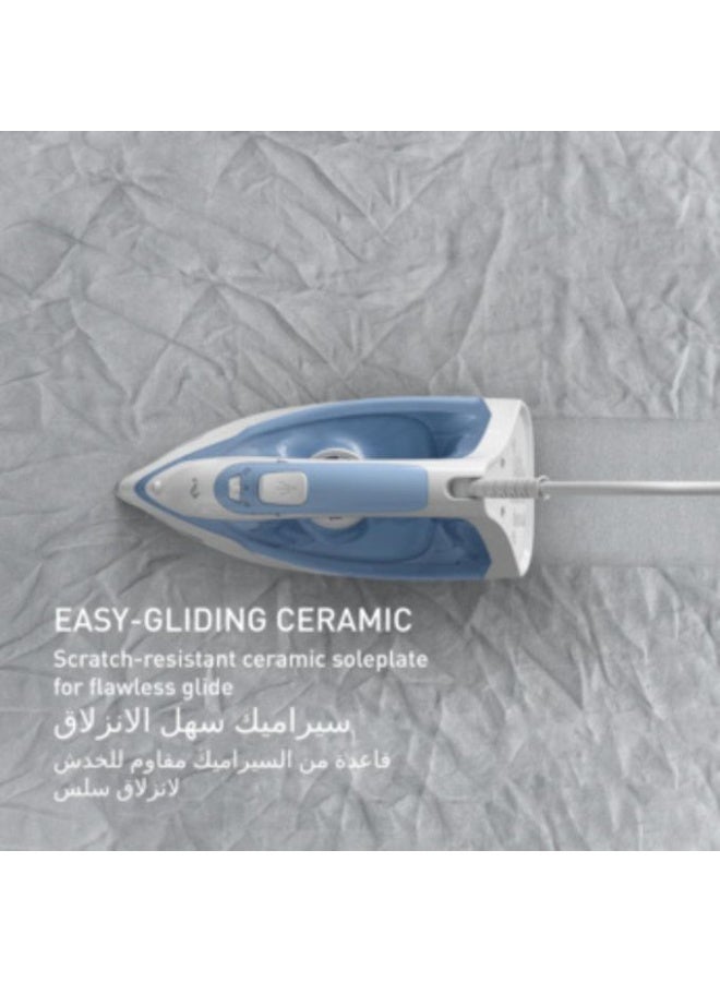 تيفال Steam Iron FV2C41E2 2000W Fast Heating Non-Stick Soleplate Adjustable Steam – Blue 1 ml 2000 W FV2C41E2 Blue - Image 3