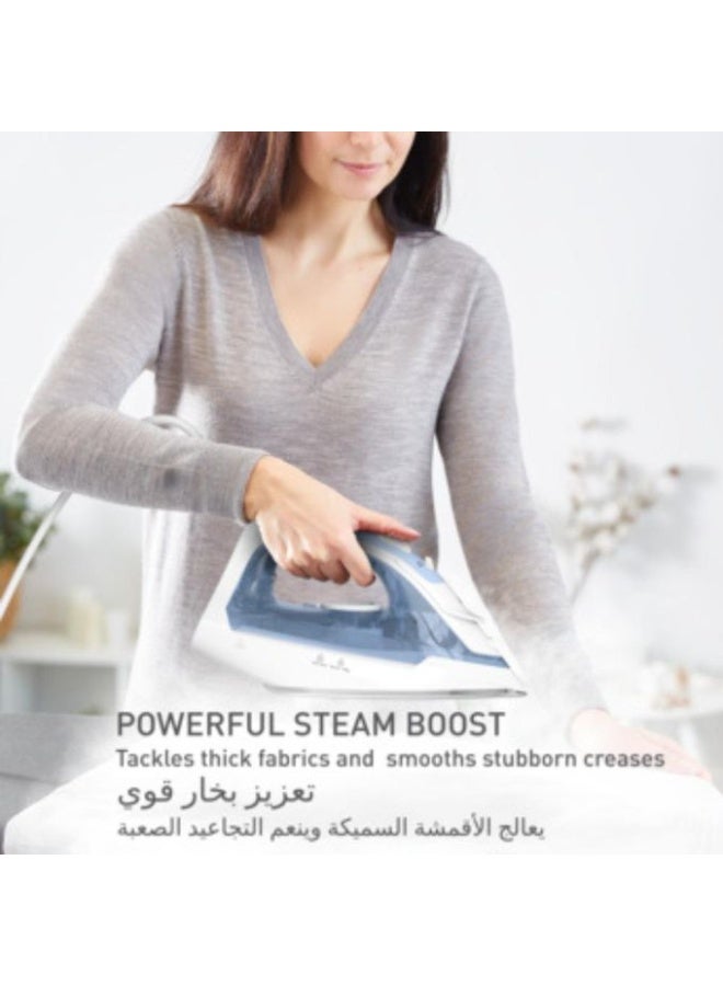 تيفال Steam Iron FV2C41E2 2000W Fast Heating Non-Stick Soleplate Adjustable Steam – Blue 1 ml 2000 W FV2C41E2 Blue - Image 4