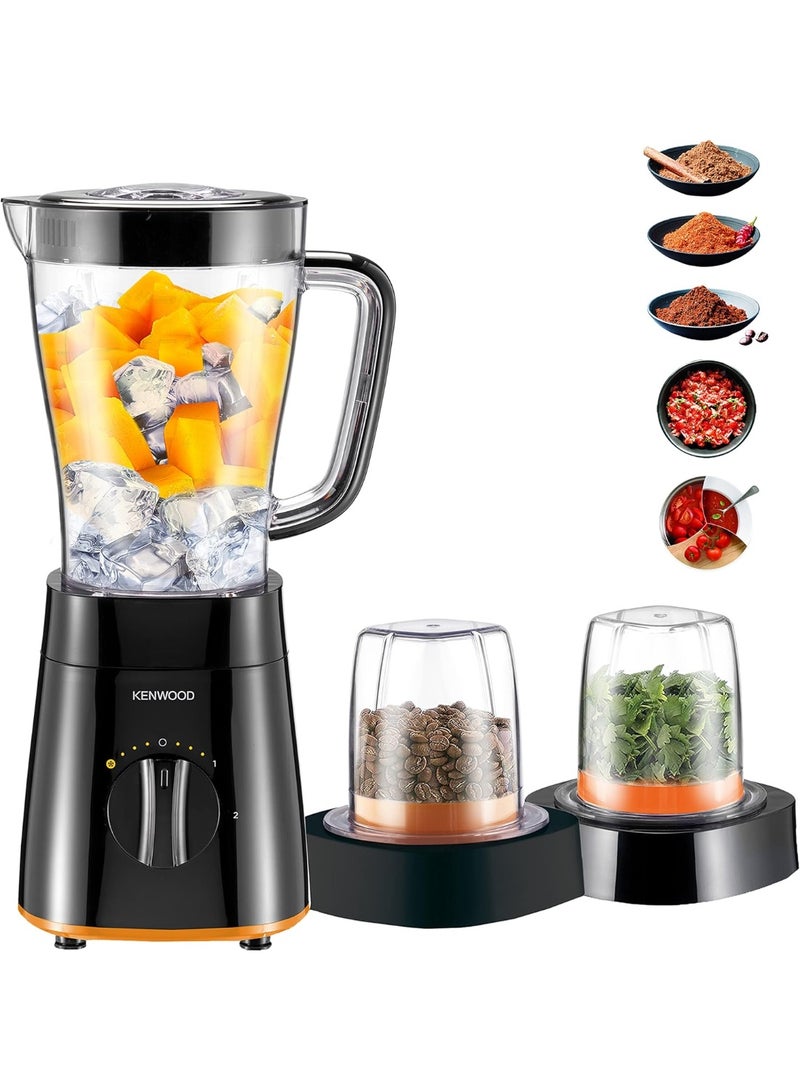 KENWOOD Blender 500W Smoothie Blender/Smoothie Maker 1.5L with Grinder Mill, Chopper Mill, Ice Crush Function BLP19.360BK Black 1.5 L 500 W BLP19.360BK Black - Image 1