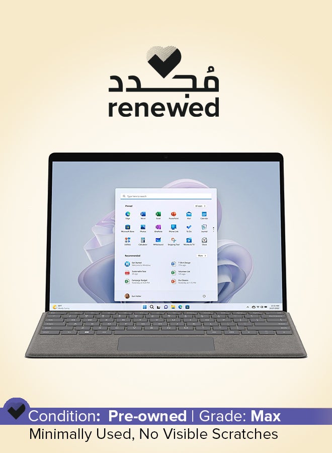 مايكروسوفت Renewed - Surface Pro 9 Laptop With 13-Inch Display, Core i5-1255U Processor/16GB RAM/256GB SSD/Intel Iris XE Graphics/Windows 11 Pro English silver English silver - Image 1