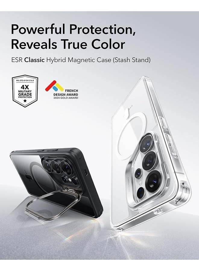 ESR S26 Ultra - HaloLock Classic Hybrid Stash Stand Case – MagSafe Compatible, Shockproof Drop Protection Cover - Clear Black - Image 2