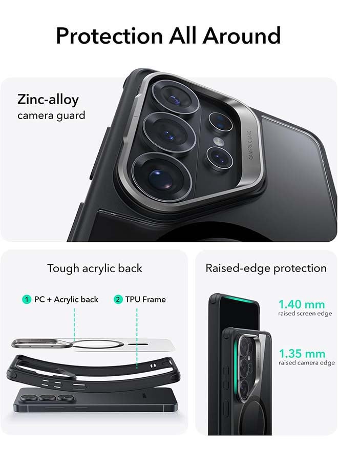 ESR S26 Ultra - HaloLock Classic Hybrid Stash Stand Case – MagSafe Compatible, Shockproof Drop Protection Cover - Clear Black - Image 4