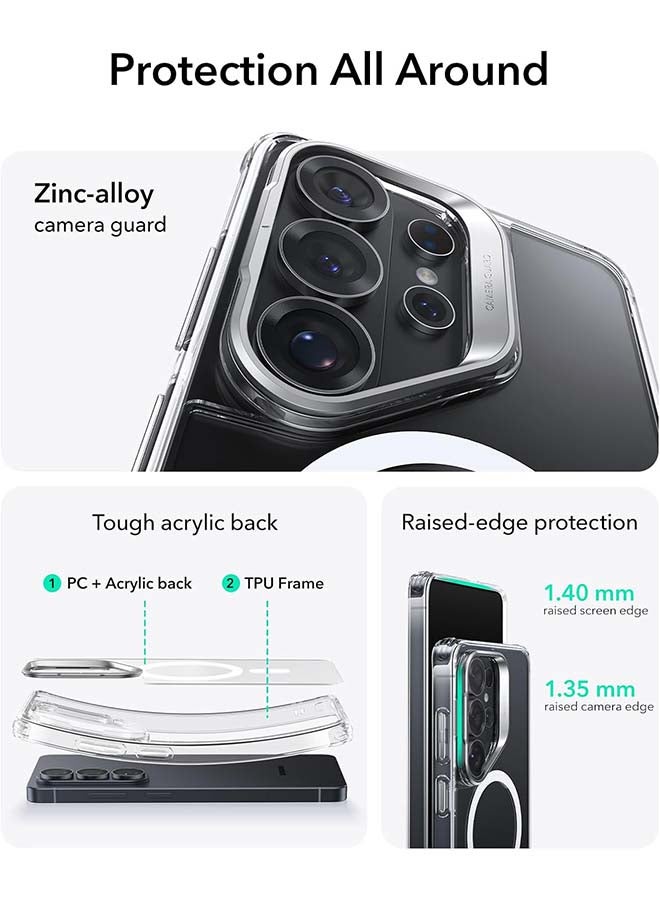 ESR S26 Ultra - HaloLock Classic Hybrid Stash Stand Case – MagSafe Compatible, Shockproof Drop Protection Cover - Clear - Image 4