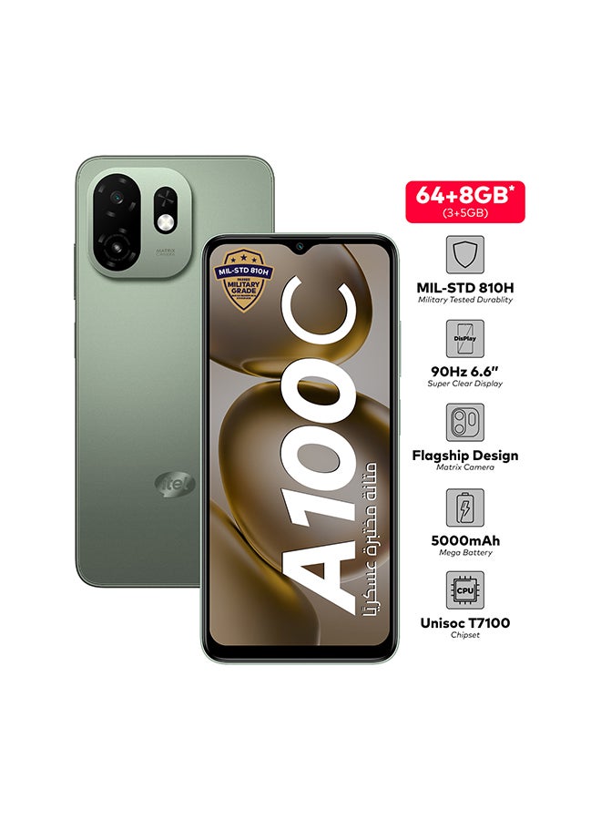 ITEL A100c Silk Green 3+5GB RAM 64GB 4G - Middle East Version - Image 1