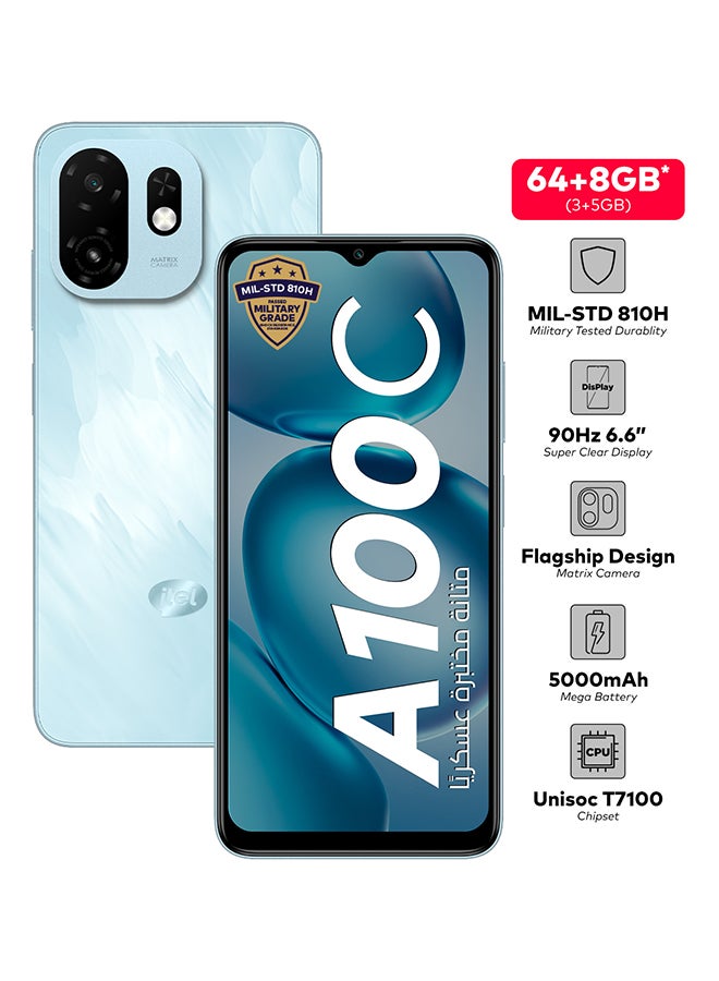 ITEL A100c  Blaze Blue 3+5GB RAM 64GB 4G - Middle East Version - Image 1