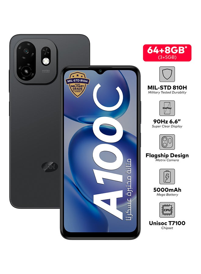 ITEL A100c Pure Black 3+5GB RAM 64GB 4G - Middle East Version - Image 1