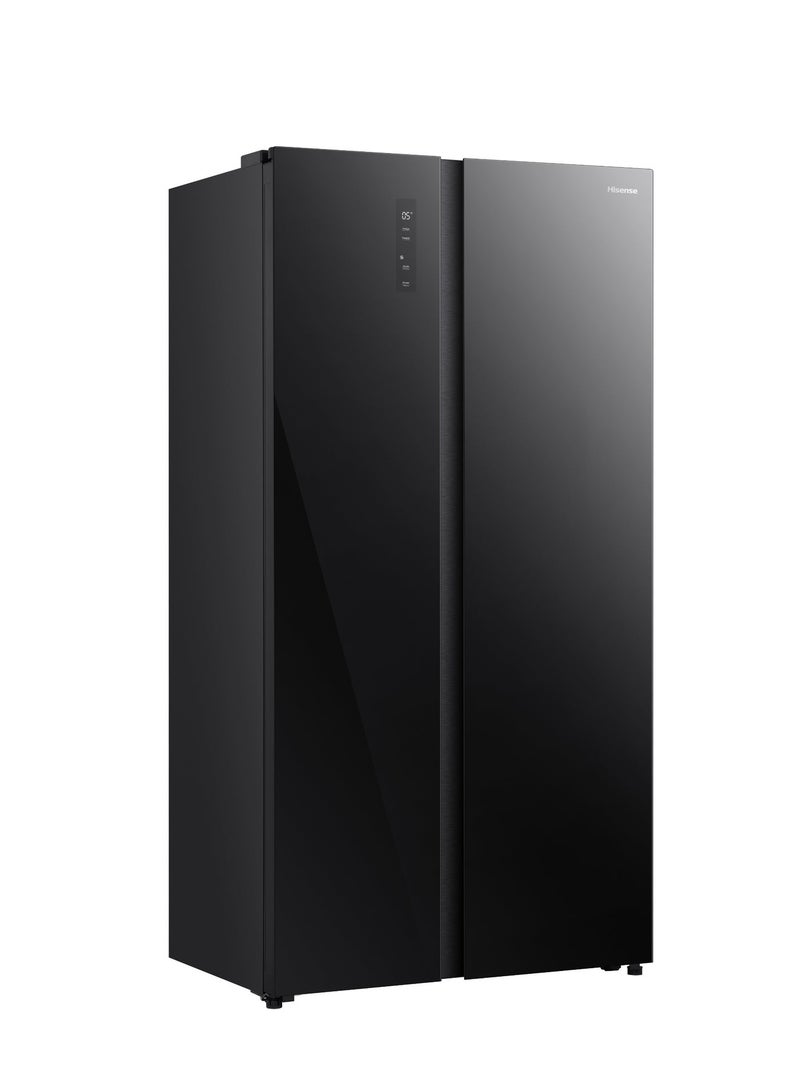 هايسنس ثلاجة هايسنس 532 لتر 18.8 قدم مكعب بجانب بجانب، تقنية العاكس، إزالة الثلج التلقائي، أسود لامع - Image 2