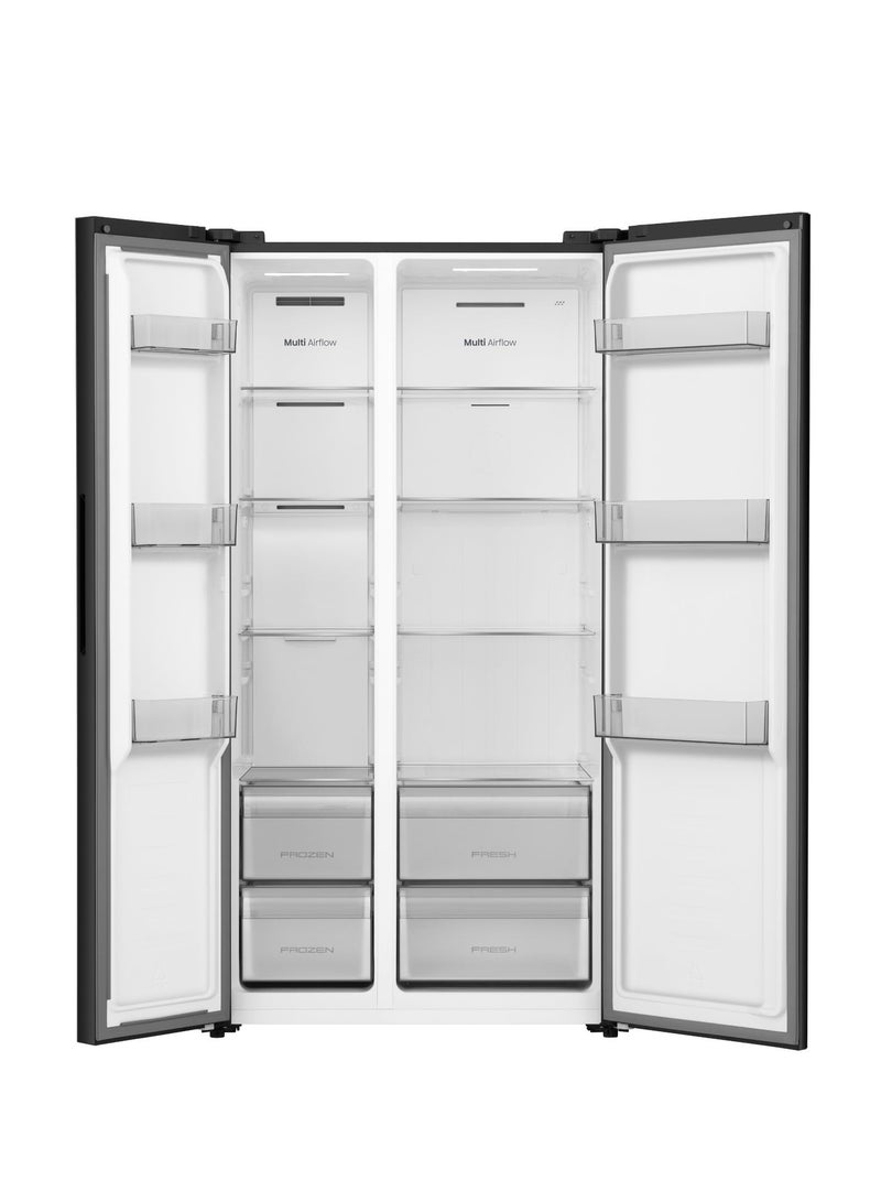 هايسنس ثلاجة هايسنس 532 لتر 18.8 قدم مكعب بجانب بجانب، تقنية العاكس، إزالة الثلج التلقائي، أسود لامع - Image 4